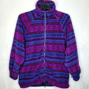 Vintage 80s Head Skiwear Aztec Print Multicolor Fleece Jacket Size Medium